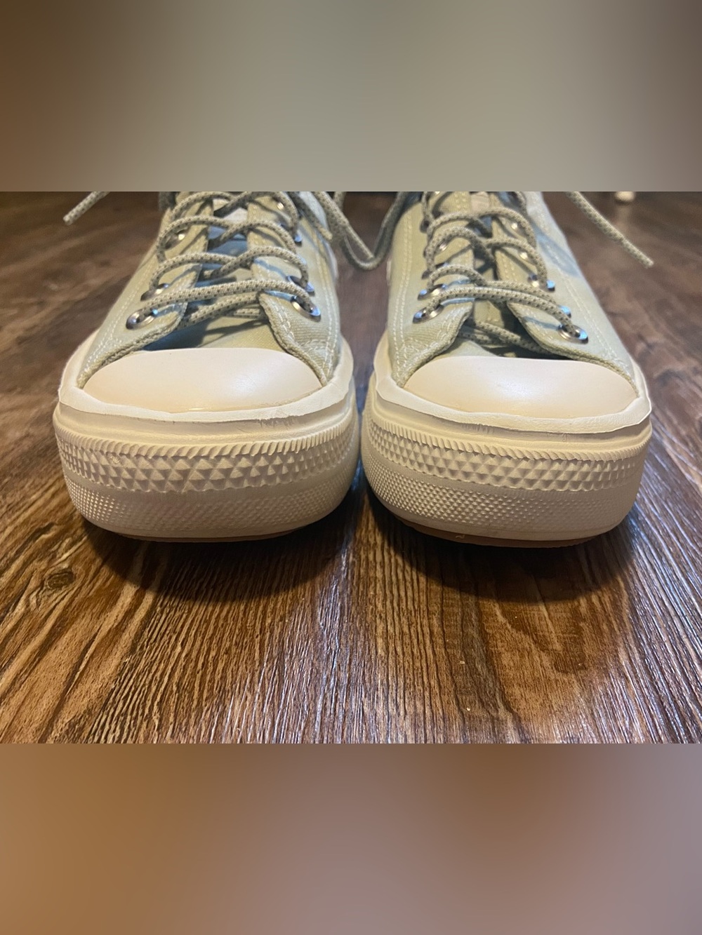 Converse Low-Top Platform Sneakers in Sage Green and White - Picture 6 of 8